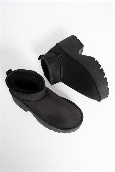 Kadın Süet Bot Kalın Topuklu Siyah Ria