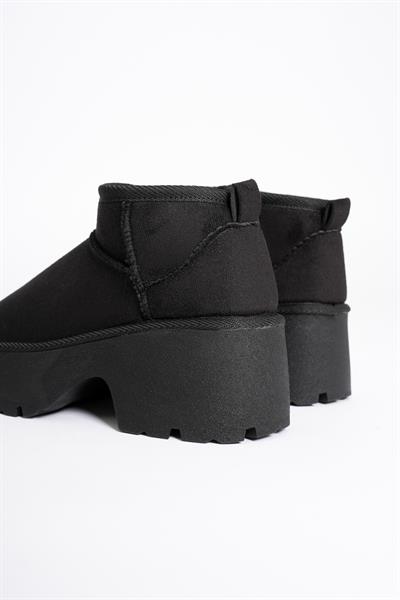Kadın Süet Bot Kalın Topuklu Siyah Ria