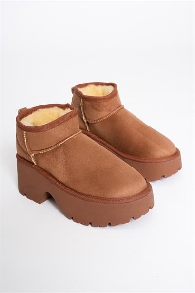 Kadın Süet Bot Kalın Topuklu Taba Ria