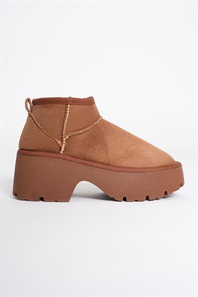 Kadın Süet Bot Kalın Topuklu Taba Ria