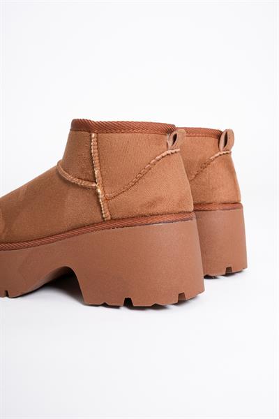 Kadın Süet Bot Kalın Topuklu Taba Ria