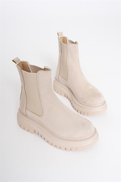 Kadın Süet Lastikli Bot Bej Nova