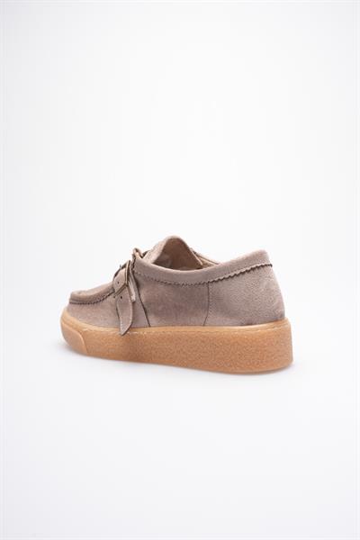 Kadın Süet Loafer Ayakkabı Tokalı Vizon Corven