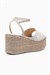 Kadın Süet Sandalet Dolgu Topuk Hasır Taban Platform Bilekten Bantlı Helora Bej