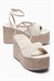 Kadın Süet Sandalet Dolgu Topuk Hasır Taban Platform Bilekten Bantlı Helora Bej