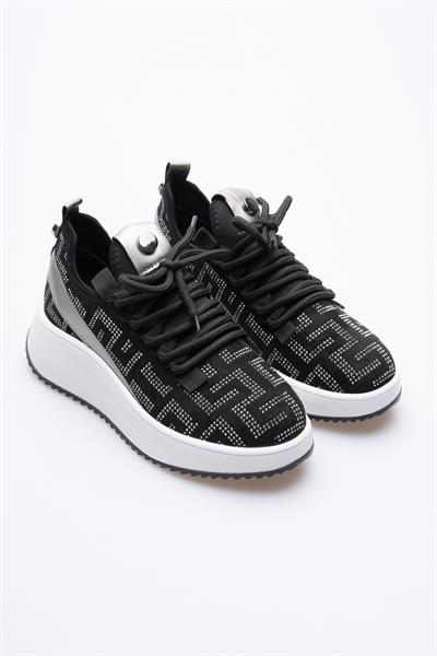 Kadın Süet Sneaker Taş Detaylı Siyah Cressa