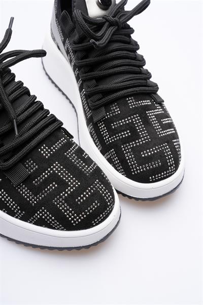 Kadın Süet Sneaker Taş Detaylı Siyah Cressa