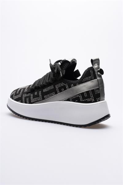 Kadın Süet Sneaker Taş Detaylı Siyah Cressa