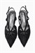 Kadın Süet Stiletto Sivri Burun Bantlı Arkası Açık Topuklu Ayakkabı Cora Siyah