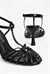 Kadın Topuklu Ayakkabı El Örgü Sandalet Camia Siyah