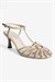 Kadın Topuklu Ayakkabı El Örgü Sandalet Camia Bej