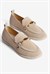 Kadın Triko Loafer Babet Gold Detaylı Ares Bej