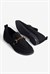 Kadın Triko Loafer Babet Gold Detaylı Ares Siyah