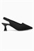 Kadın Triko Stiletto Sivri Burun Arkası Açık Topuklu Ayakkabı Koreva Siyah