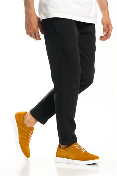 Mubiano Hakiki Deri 2001-HRD Süet Hardal İnce Taban Bağcıklı Erkek Loafer & Günlük Ayakkabı