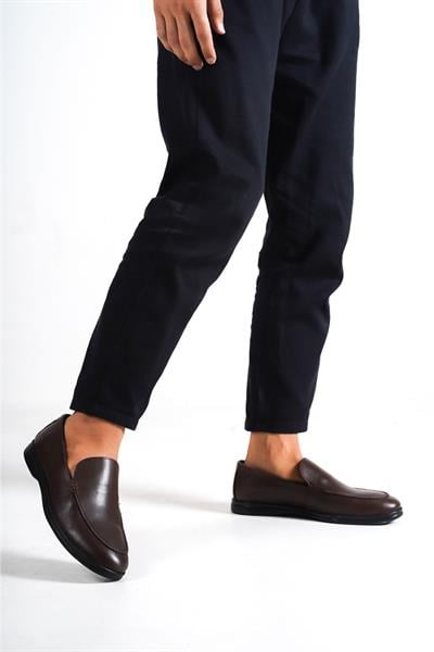 Mubiano Hakiki Deri 22103D-K Kahve İnce Taban Erkek Loafer