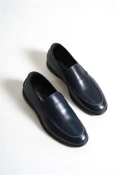 Mubiano Hakiki Deri 22103D-LCV Lacivert İnce Taban Erkek Loafer