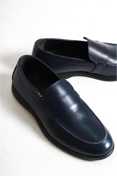 Mubiano Hakiki Deri 22103D-LCV Lacivert İnce Taban Erkek Loafer