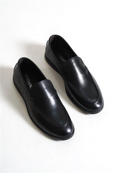 Mubiano Hakiki Deri 22103D-S Siyah İnce Taban Erkek Loafer