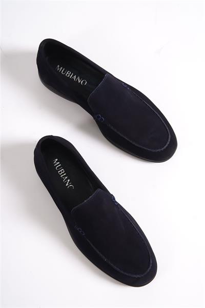 Mubiano Hakiki Deri 22103T-LCV Lacivert Nubuk Erkek Loafer