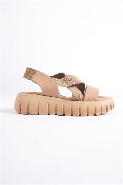 Mubiano 733-N Kalın Tırtık Tabanlı Nude Platform Kadın Sandalet