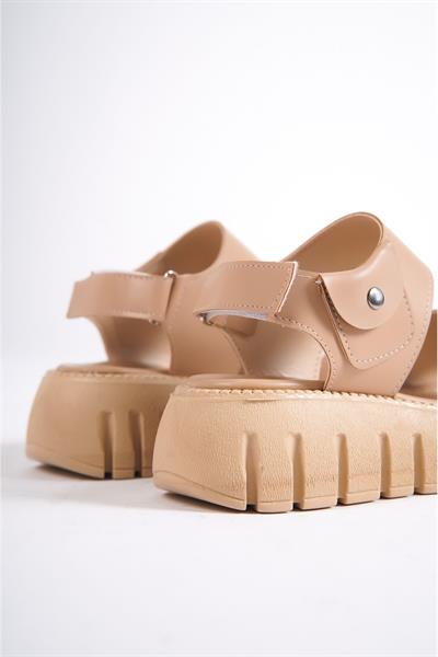 Mubiano 735-N Kalın Tırtık Tabanlı Nude Gladyatör Platform  Sandalet