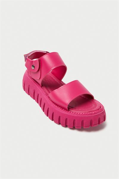 Mubiano 735-PMB Kalın Tırtık Tabanlı Pembe Gladyatör Platform  Sandalet