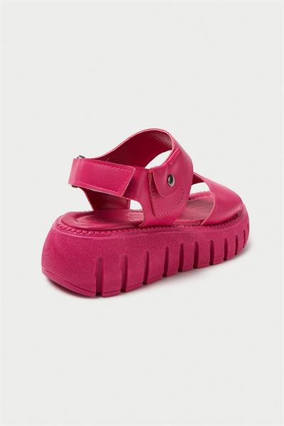 Mubiano 735-PMB Kalın Tırtık Tabanlı Pembe Gladyatör Platform  Sandalet