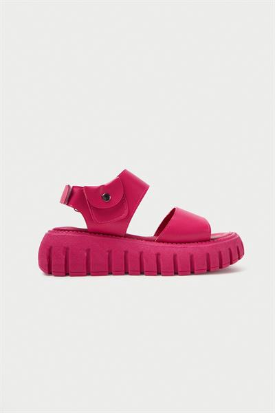 Mubiano 735-PMB Kalın Tırtık Tabanlı Pembe Gladyatör Platform  Sandalet