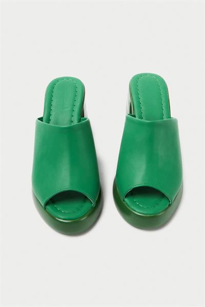 Mubiano 845-Y Kalın Taban Yeşil Platform Kadın Terlik