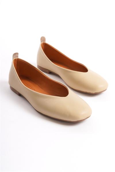 Mubiano Hakiki Deri Collection Kadın Babet Bej -MCMNG2480-BJ