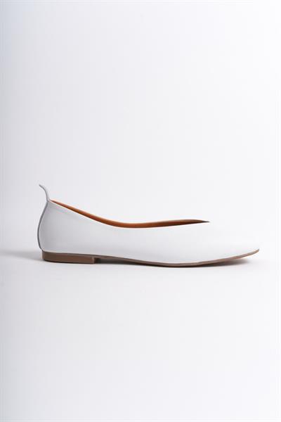 Mubiano Hakiki Deri Collection Kadın Babet Beyaz -MCMNG2480-B