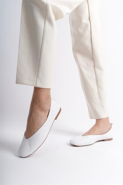 Mubiano Hakiki Deri Collection Kadın Babet Beyaz -MCMNG2480-B