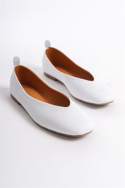 Mubiano Hakiki Deri Collection Kadın Babet Beyaz -MCMNG2480-B