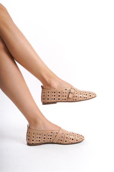 Mubiano Hakiki Deri Collection Kadın Babet Nude -MCRGN8034-N