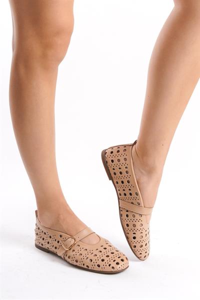 Mubiano Hakiki Deri Collection Kadın Babet Nude -MCRGN8034-N