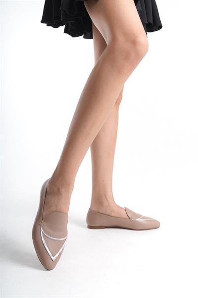 Mubiano Hakiki Deri Collection Kadın Babet Pudra -MCMNG2433-PD