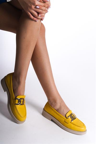 Mubiano Hakiki Deri Collection Kadın Babet Sarı -MCSDD033-SR