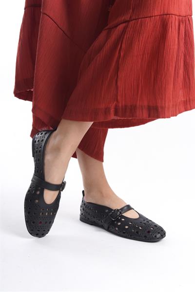 Mubiano Hakiki Deri Collection Kadın Babet Siyah -MCRGN8034-S