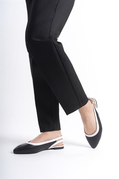 Mubiano Hakiki Deri Collection Kadın Babet Siyah/Beyaz -MCMNG2426-SB