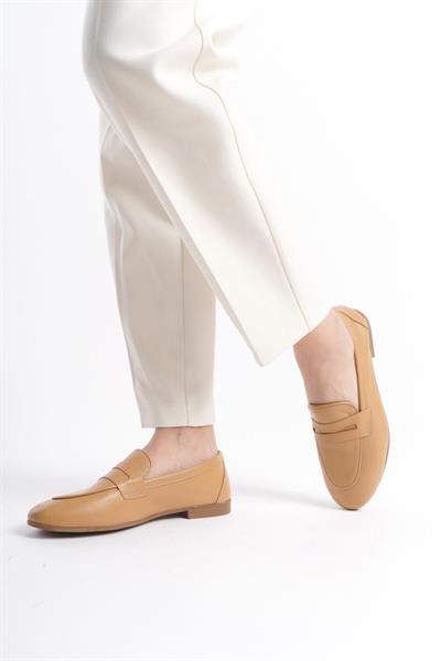 Mubiano Hakiki Deri Collection Kadın Loafer & Babet Camel -MCMNG12103-CML
