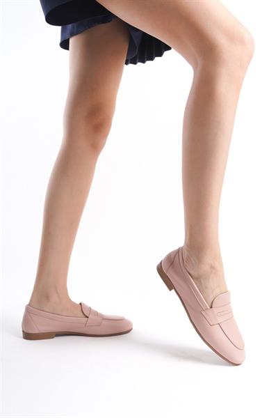 Mubiano Hakiki Deri Collection Kadın Loafer & Babet Pudra -MCMNG12103-PD