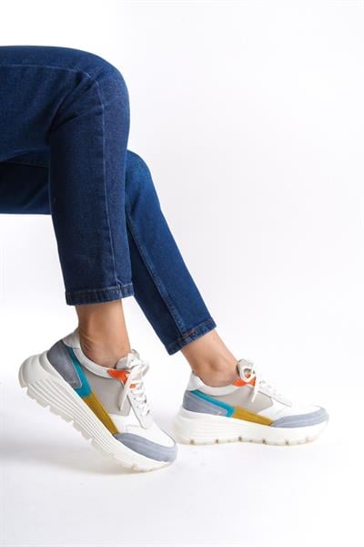 Mubiano Hakiki Deri Collection Kadın Spor Ayakkabı & Sneaker Gri -MCRGN6051-GR