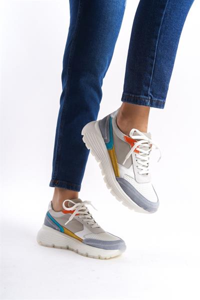 Mubiano Hakiki Deri Collection Kadın Spor Ayakkabı & Sneaker Gri -MCRGN6051-GR