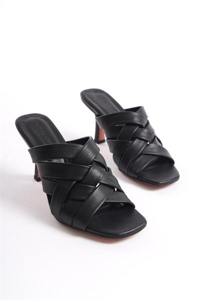 Mubiano Hakiki Deri Collection Kadın Terlik Siyah -MCRGN502-S