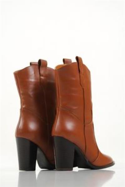 Mubiano Hakiki Deri Collection Kadın Topuklu Kovboy Bot Taba - Mcalm4262 - Tb