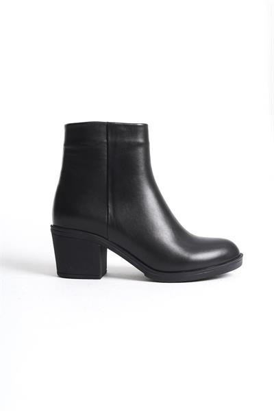 Mubiano Hakiki Deri Collection Kadın Fermuarlı Kalın Kısa Topuk Bot&Bootie Siyah - MCGVN93 - S