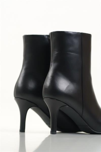 Mubiano Hakiki Deri Collection Kadın Fermuarlı Sivri Burun Kısa Bot Siyah - MCALM2232 - S