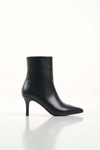 Mubiano Hakiki Deri Collection Kadın Fermuarlı Sivri Burun Kısa Bot Siyah - MCALM2232 - S