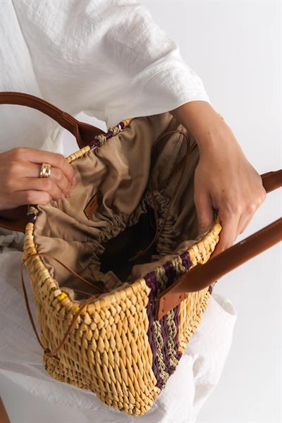 Mubiano Collection Kadın Küçük Boy Hasır Çanta Mor -MCPL200-MR